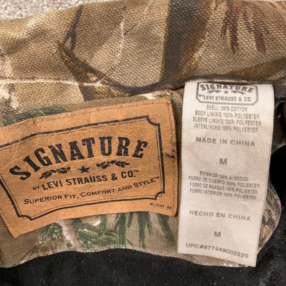 Levis Signature Jacket Men Medium Brown Camo Canvas Hunting Quilted Heavy Jacket - Picture 4 of 10